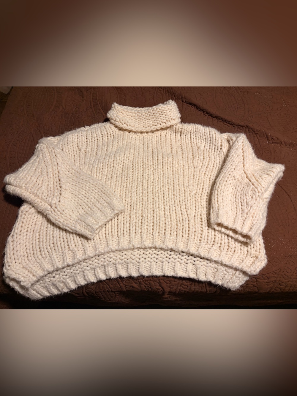 Anthropologie Cream Chunky Turtleneck Sweater